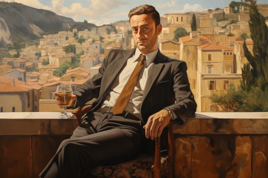 Lebanese man suit face. Handsome guy. Generate Ai