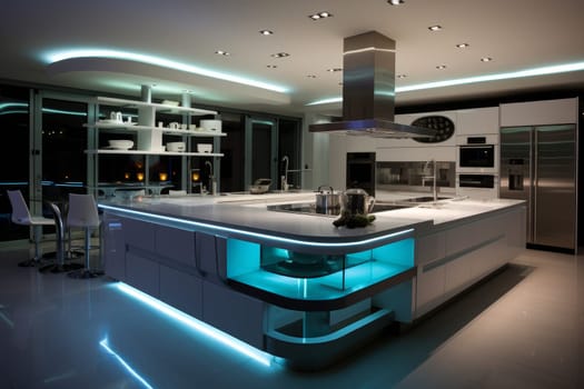 Sophisticated Modern kitchen interior smarthome. New cabinetry. Generate Ai