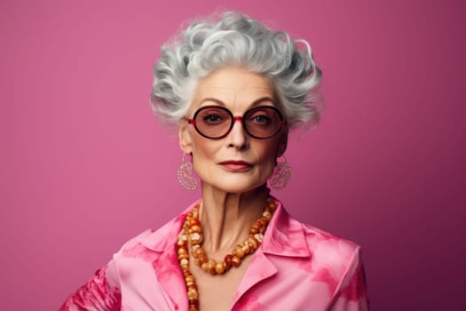 Energetic Grandmother enjoy summer. Old happy. Generate Ai