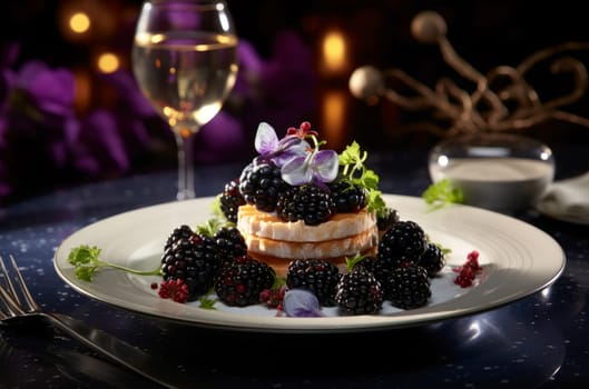 Tangy Restaurant blackberry drink. Glass bar. Generate Ai