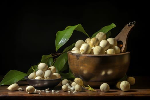 Crunchy Macadamia nuts. Food fruit fresh. Generate Ai