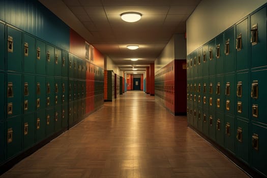 Eco-friendly Green lockers. School safety room. Generate Ai