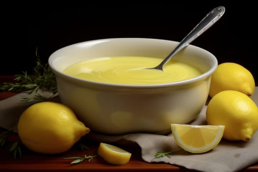 Refreshing Lemon sauce. Citrus cuisine fresh. Generate Ai