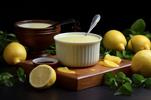 Zesty Lemon sauce. Citrus cuisine fresh. Generate Ai