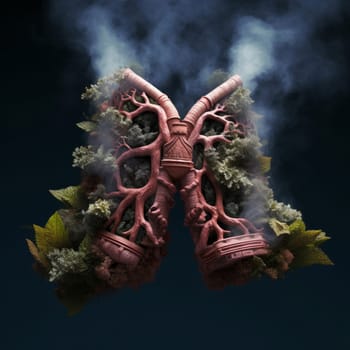 Unhealthy Lungs after smoking. Cigarette toxic. Generate Ai