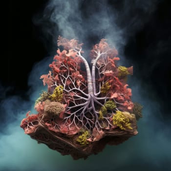 Lungs after smoking. Cigarette toxic. Generate Ai
