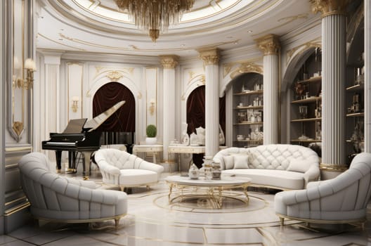 Comfortable Living villa interior room. Decor wood. Generate Ai