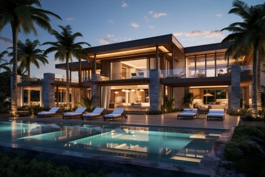 Luxury exterior villa. Estate building. Generate Ai