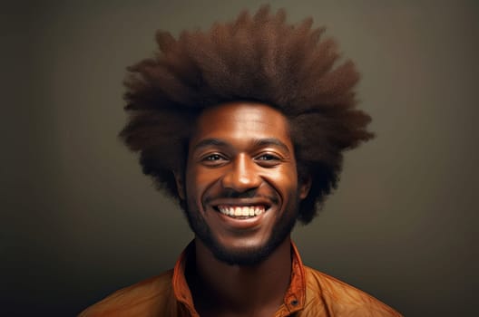 Charismatic man afro smiling. Male portrait on color background. Generate Ai