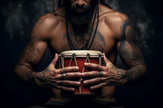 Skillful Man drum folk hands. Artist person. Generate Ai