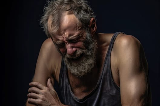 Vulnerable Man suffering pain. Depressed man. Generate Ai