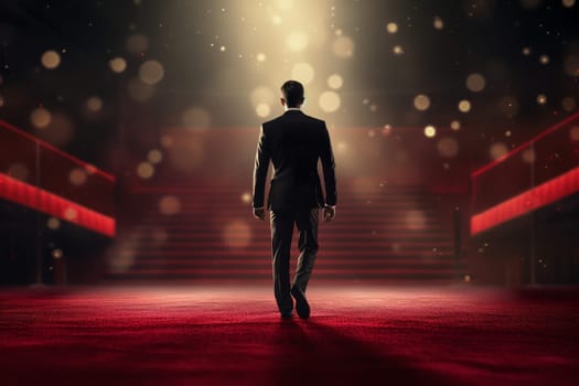 Sophisticated Man jacket red carpet fashion. Cute men. Generate Ai