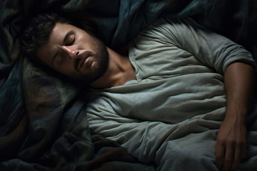 Deep Senior man sleeping. Funny break. Generate Ai