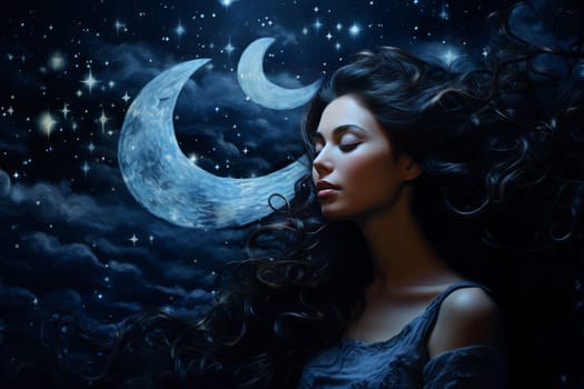 Intricate Moon stars paper art background. Sky space. Generate Ai