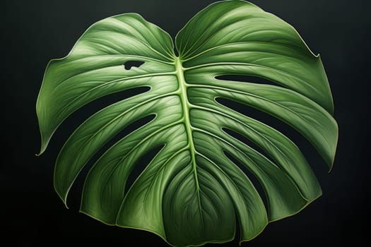 Monsterra leaf. Nature spring forest. Generate Ai