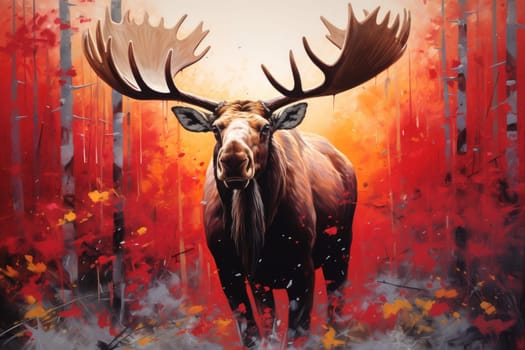 Artistic Moose head majestic. Big animal. Generate Ai