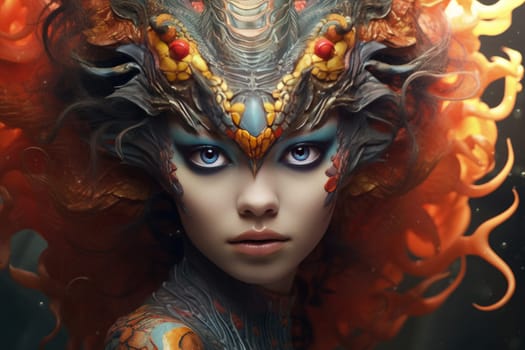 Fierce mystery monster face. Horror ghost. Generate Ai