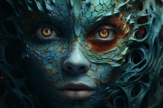 Mystery monster face. Horror ghost. Generate Ai