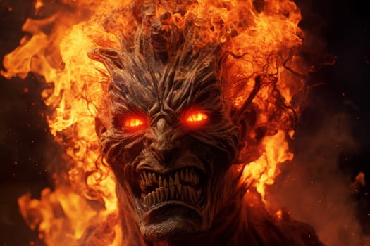 Luminous Fire monster. Evil horror flame. Generate Ai