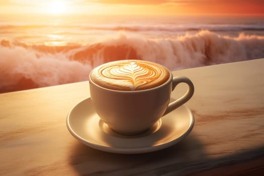 Morning latte glass. Water milk drink hot cup. Generate Ai