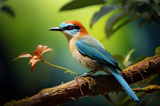 Tropical Motmot bird. Nature green bird. Generate Ai