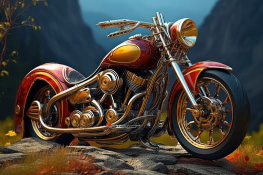 Old motorbike engine. Biker classic. Generate Ai