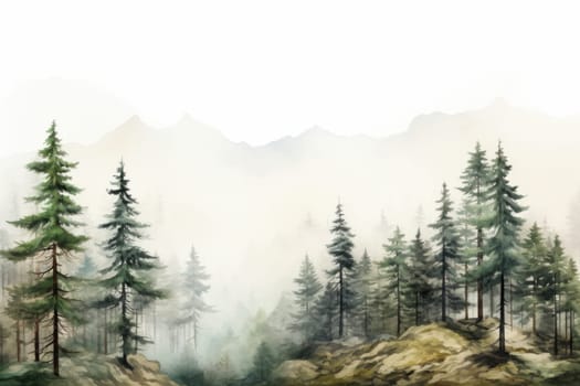 Mountain pine tree. Scene view. Generate Ai
