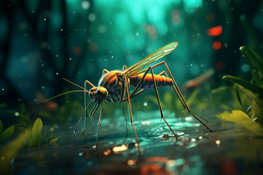 Tiny Mosquito macro. Plant disease fly. Generate Ai