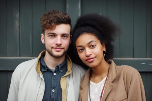 Diverse Multiethnic couple together. Room care. Generate Ai