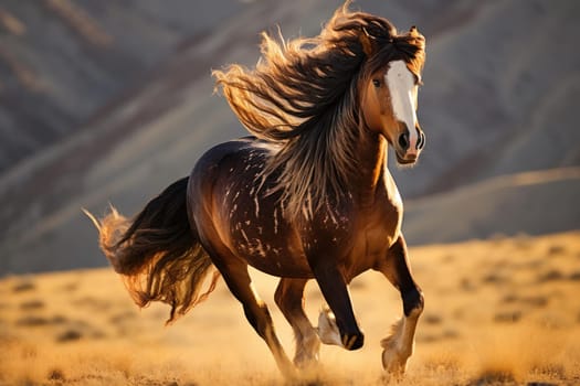 Sleek mustang horse. Beautiful equestrian horse freedom symbol. Generate ai