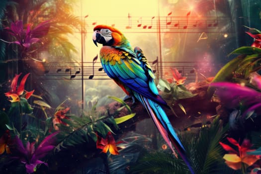 Tropical nature music. Young garden. Generate Ai