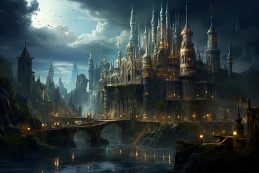 Captivating Mystical medieval kingdom. Building gate. Generate Ai