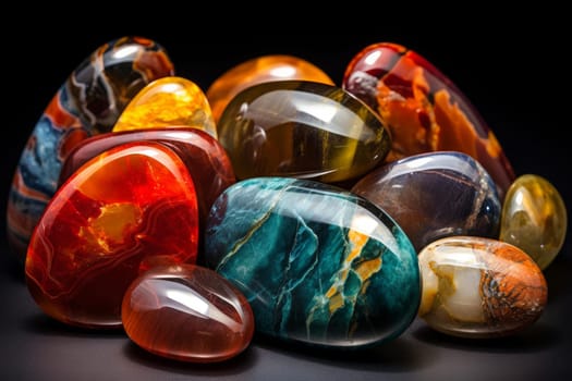Multifaceted Colorful gemstones. Green summer work. Generate Ai