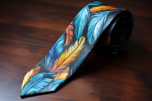 Necktie feathers roll banner. Elegant fashion. Generate Ai