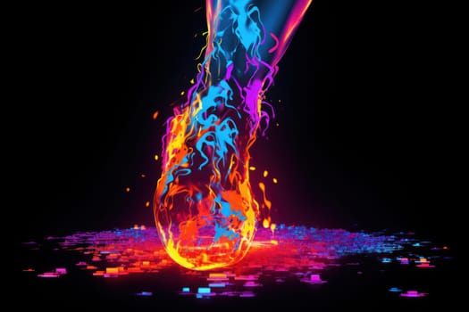 Neon footprint. Paint design shape. Generate Ai