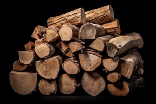 Ordered Fire wood arranged. Pile stack. Generate Ai