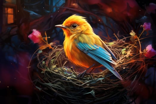 Delicate Nest bird single egg. Object easter. Generate Ai