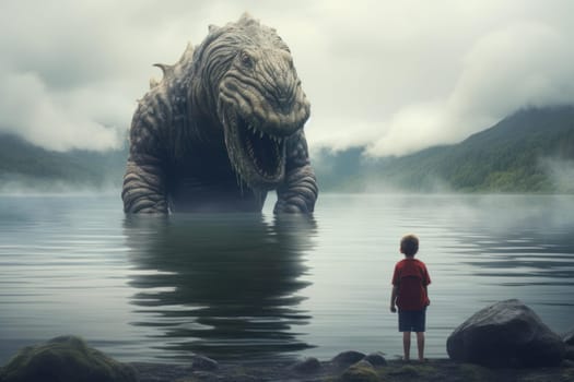 Scottish Ness monster lake. Nature water uk. Generate Ai
