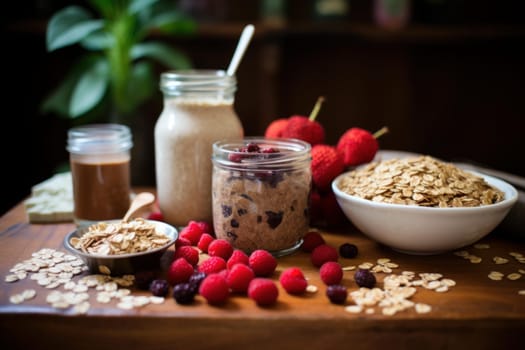 Granular Oatmeal bar. Cereal diet oat. Generate Ai