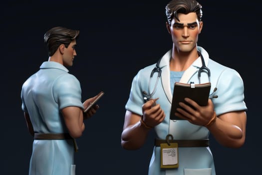 Nurse male tablet. Internet medic security. Generate Ai