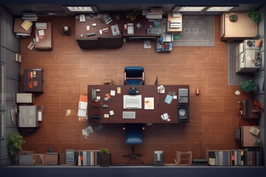 Professional Office desktop view. Notebook workplace. Generate Ai