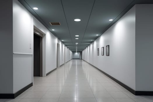 Impersonal Large office blank corridor. City gallery. Generate Ai