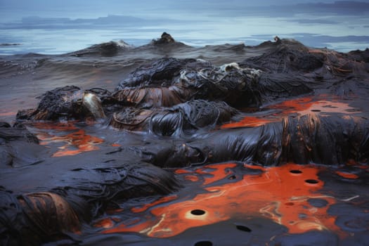 Disastrous Sea oil spill. Travel global purity. Generate Ai
