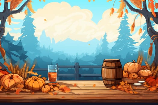 Colorful Oktoberfest party background. Garden food. Generate Ai