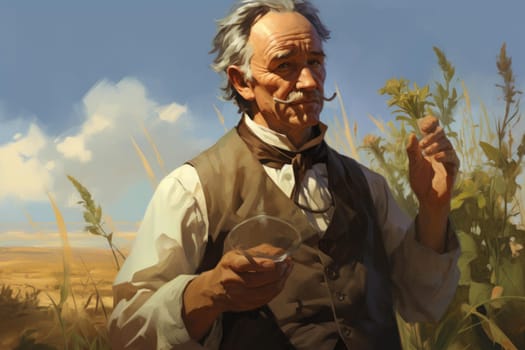 Old agronomist biologist. Farmer man. Generate Ai