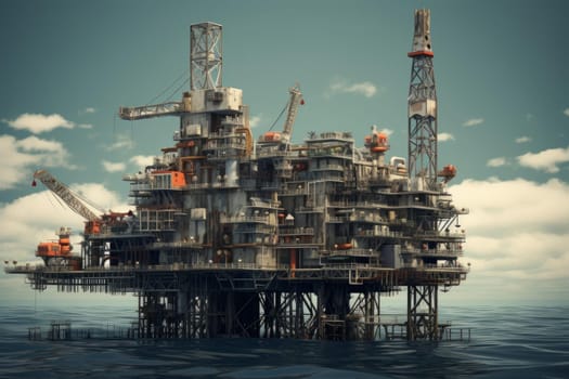 Industrial Gas oil rig platform. Well powder. Generate Ai