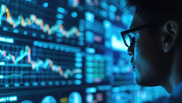 Businessman analyzing stock market chart