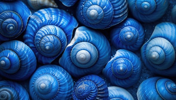 Cluster of vibrant blue seashells