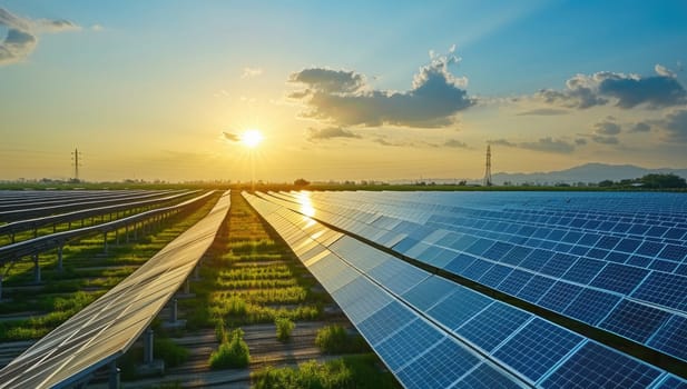 Solar power plant, photovoltaic panels for innovation green energy