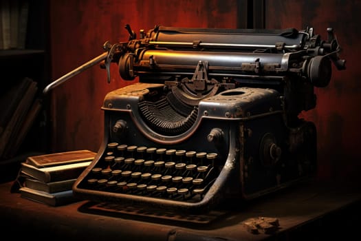 Old typewriter. White page machine. Generate Ai
